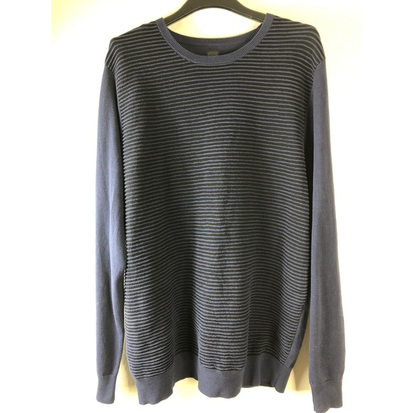 Black Other - 14th & Union Mens XL Striped Pullover Sweater Blue Black Knit